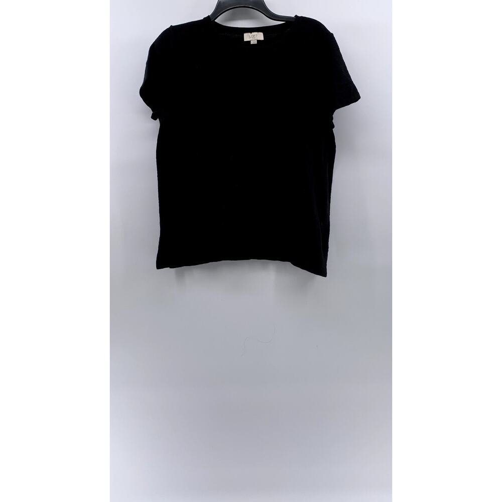 LOFT OUTLET Women's Black Crewneck Short Sleeve Knit Top SZ L